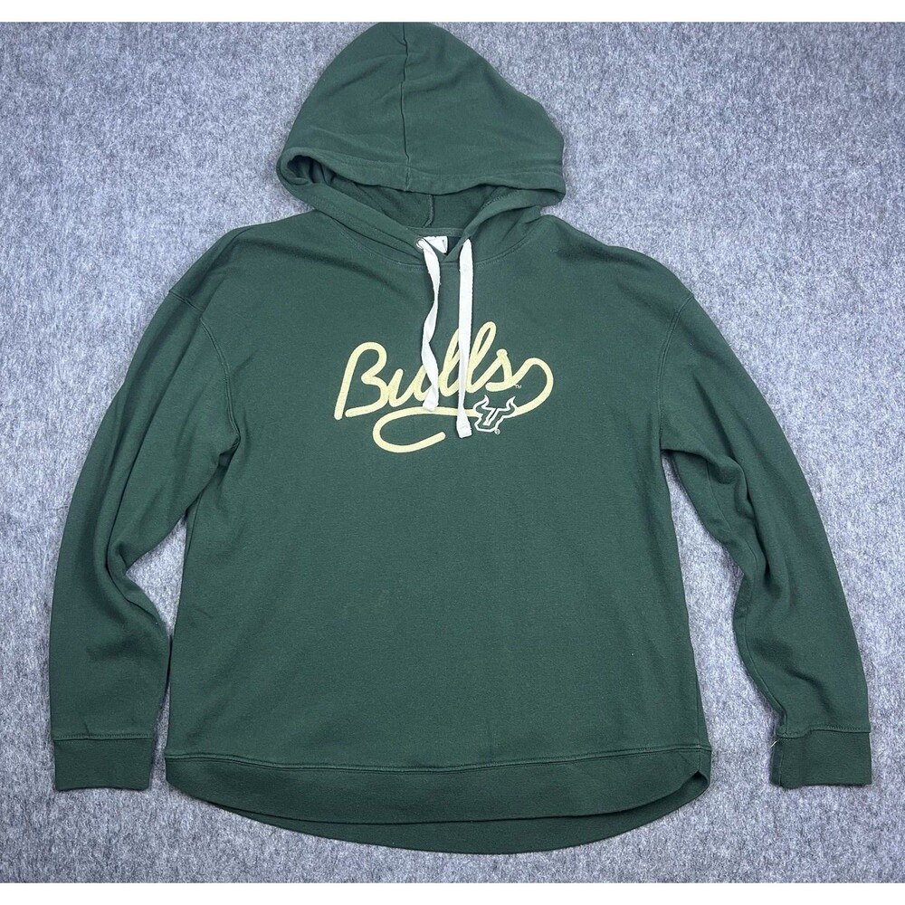 Champion Men's USF Bulls Hoodie Sweatshirt Chain Stitched Logo Green Size Medium